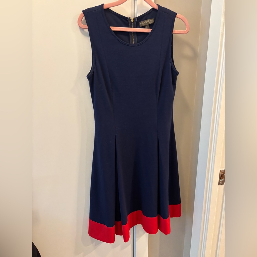 Fever Navy Dress with Gold Zipper
